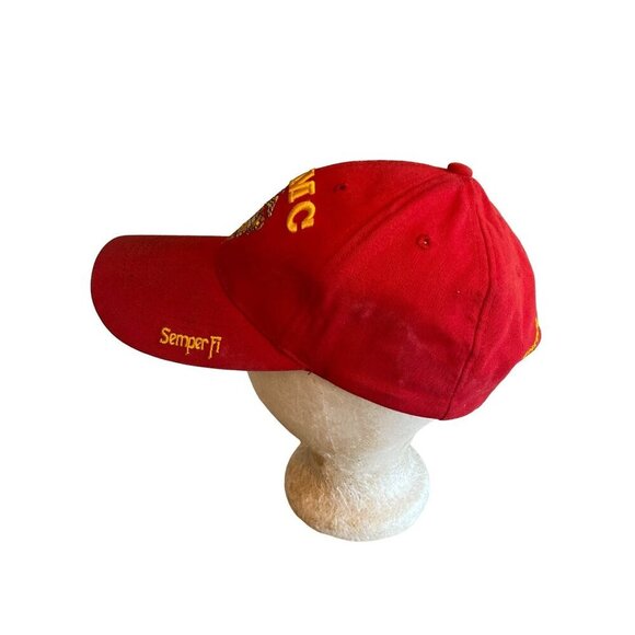 Red USMC United States marines Embroidered Logo Hat Cap Adjustable - Picture 3 of 10